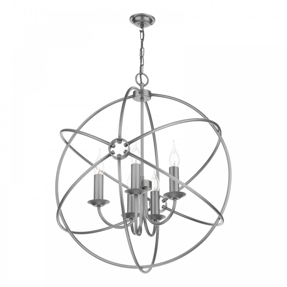 Orb Bespoke 5 Light 600mm Pendant in Aged Silver