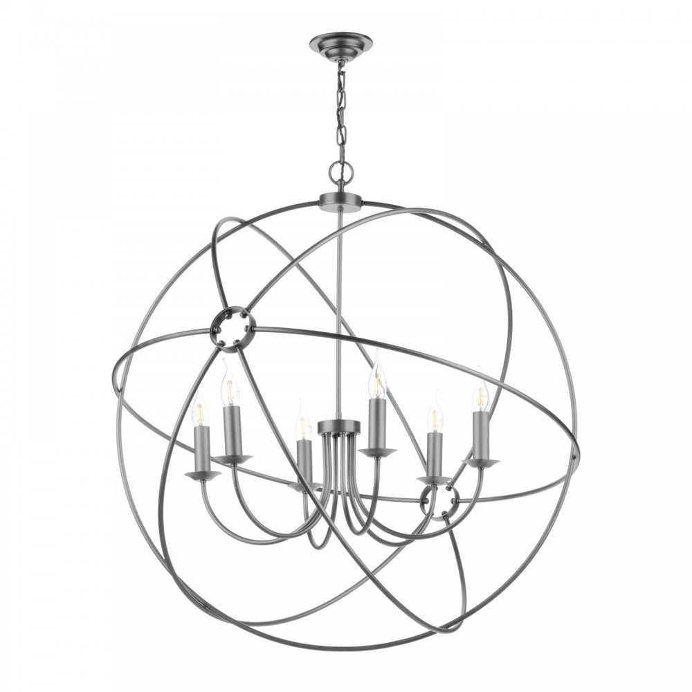 Orb Aged Silver 6 Light 900mm Pendant