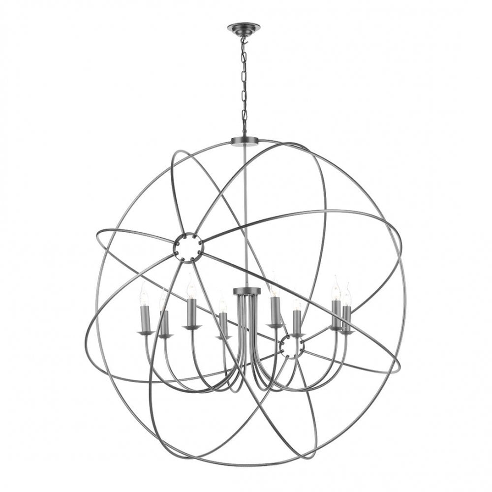 Orb Aged Silver 8 Light Pendant 1200mm