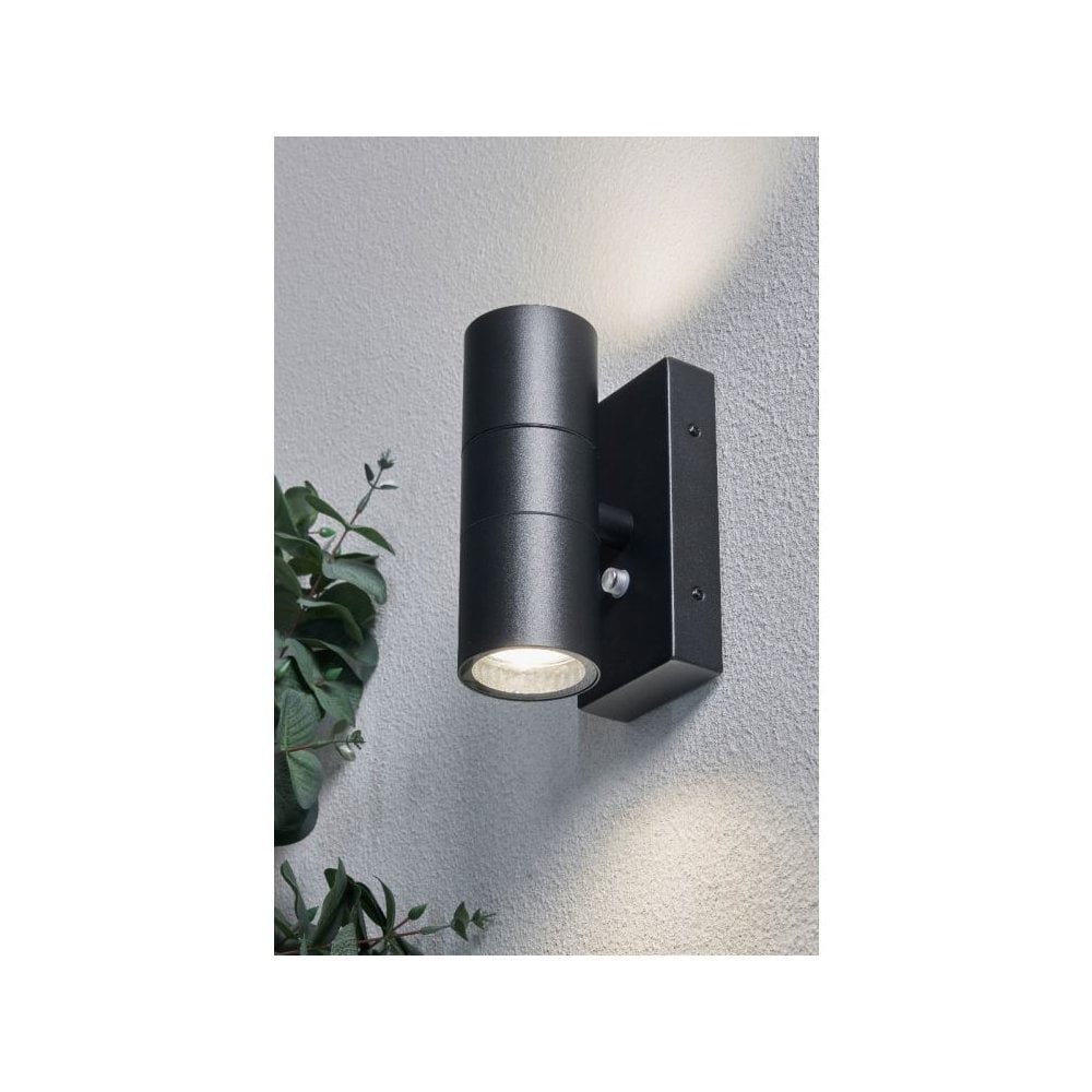 Leto Black Up and Down Photocell Wall Light