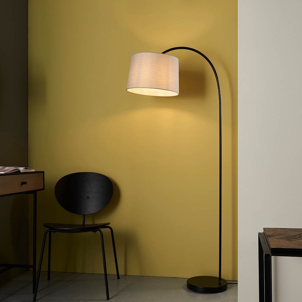 Carlson Floor Lamp in Matt Black C/W Grey Finish