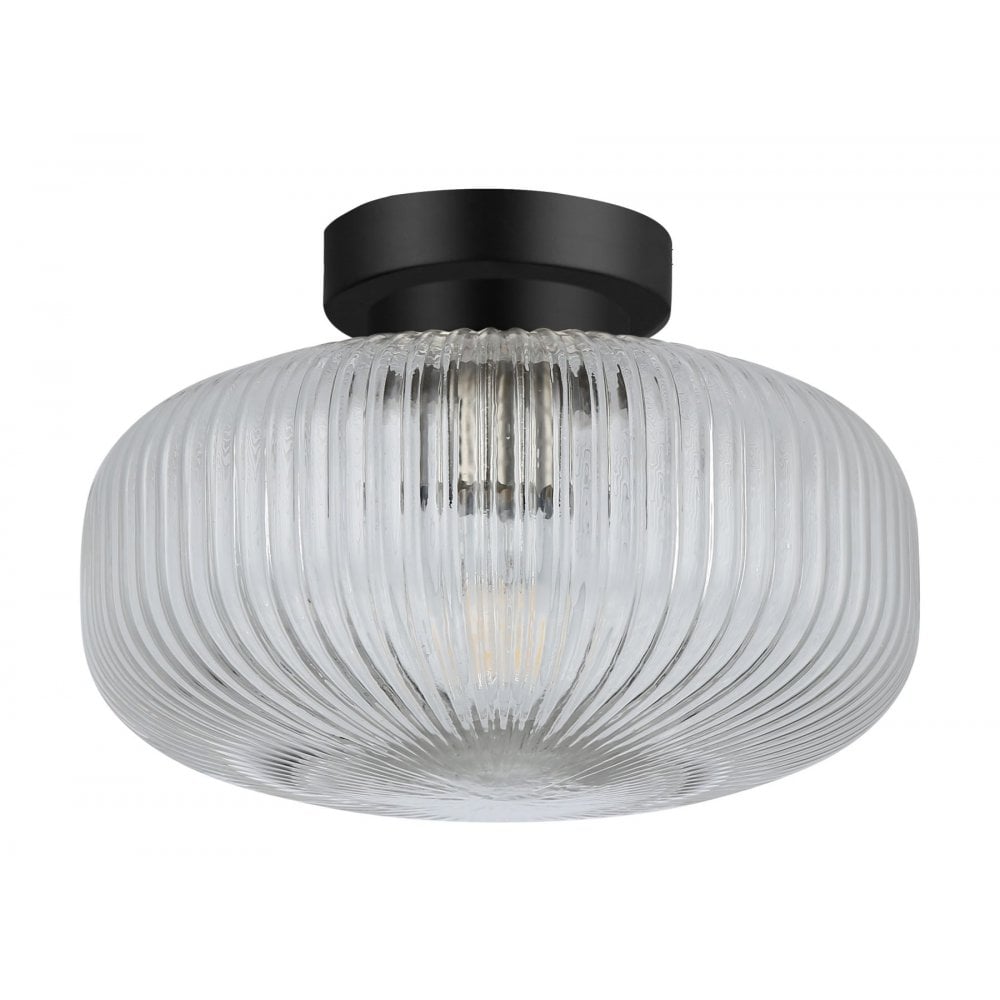 Arlo Matt Black Semi Flush Fitting IP44