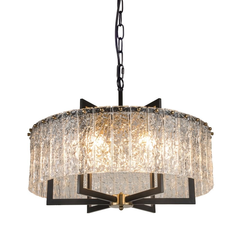 Ariana 6 Light Ceiling Pendant in Matt Black & Gold Finish