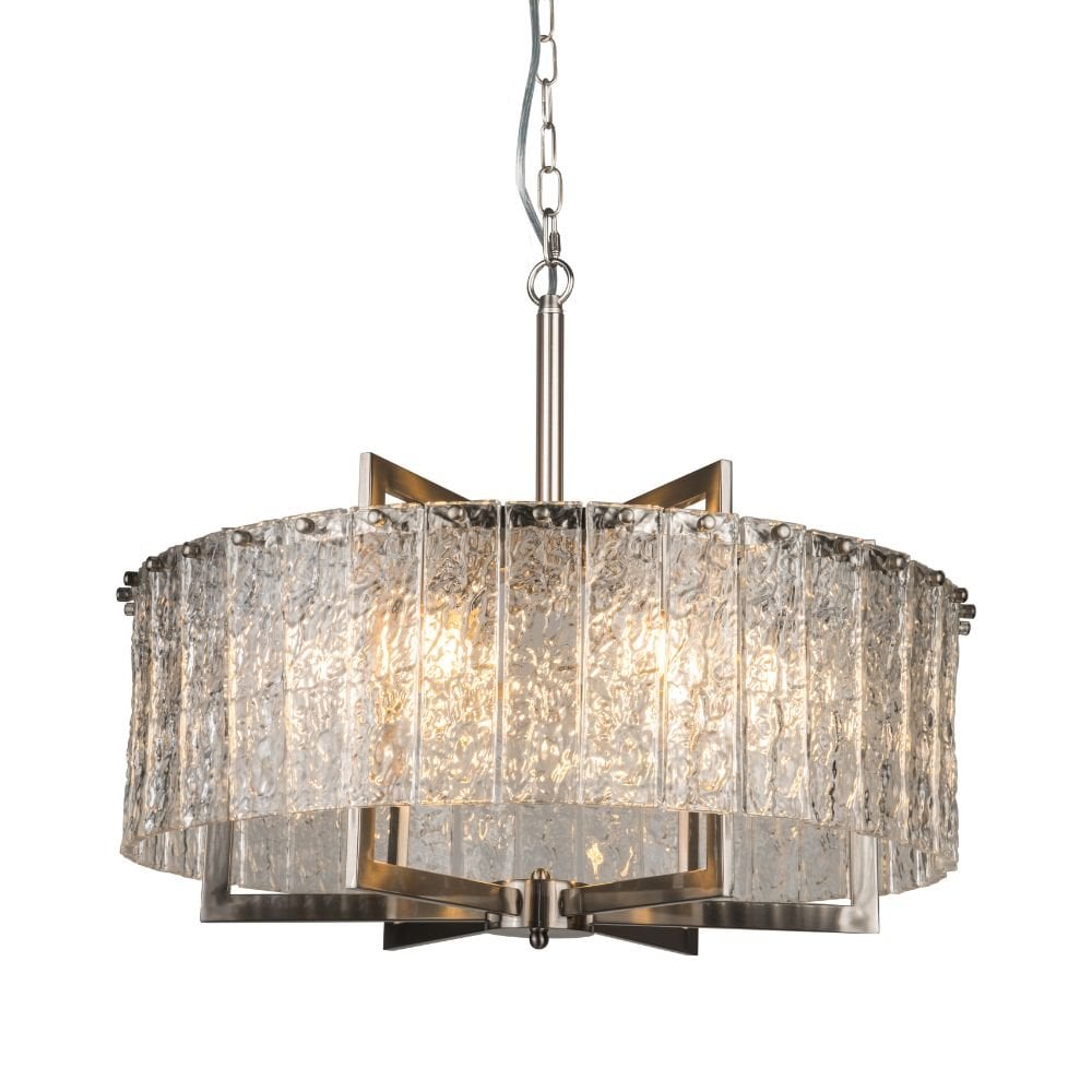 Ariana 6 Light Ceiling Pendant in Satin Chrome Finish