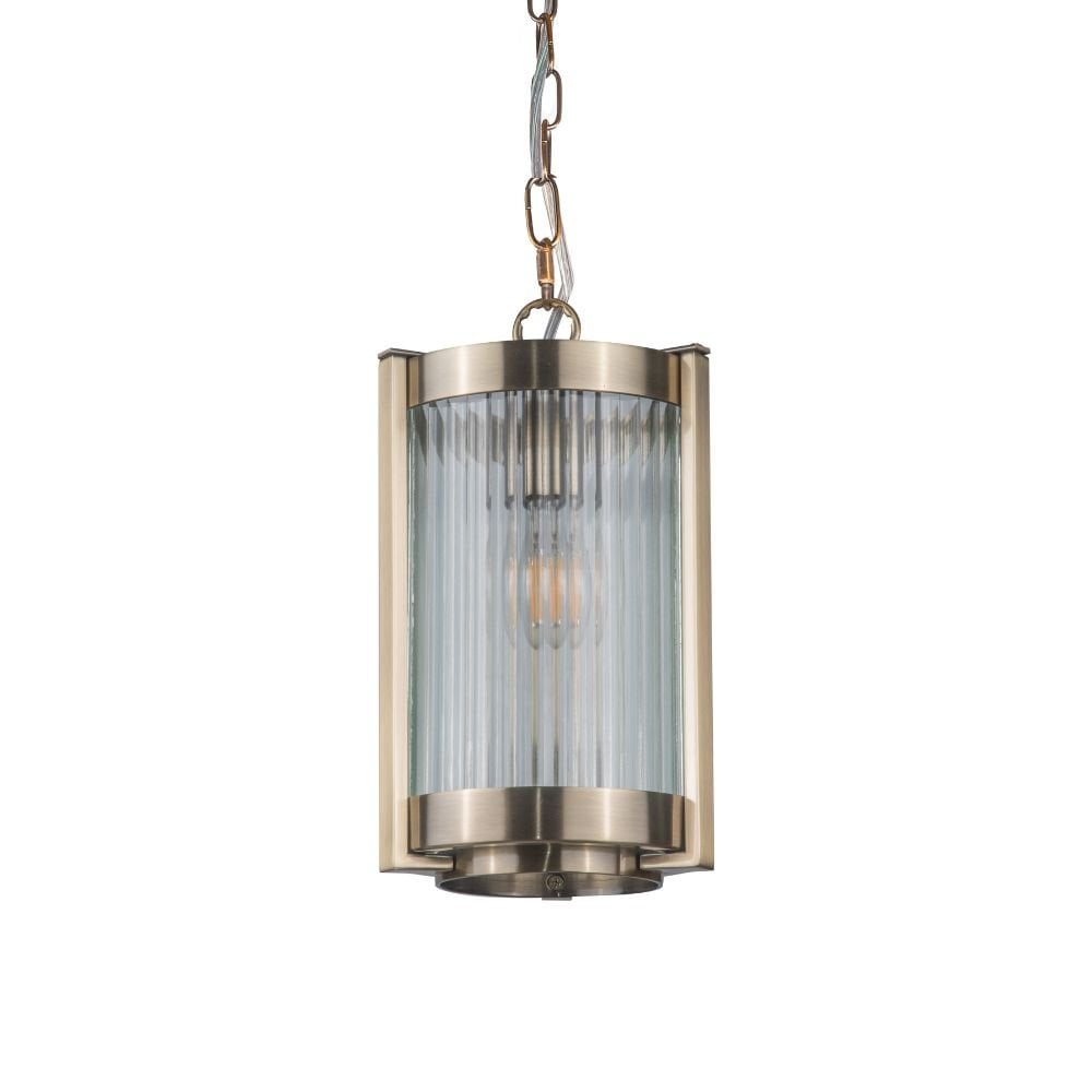 Hudson Single Glass Pendant in Antique Brass