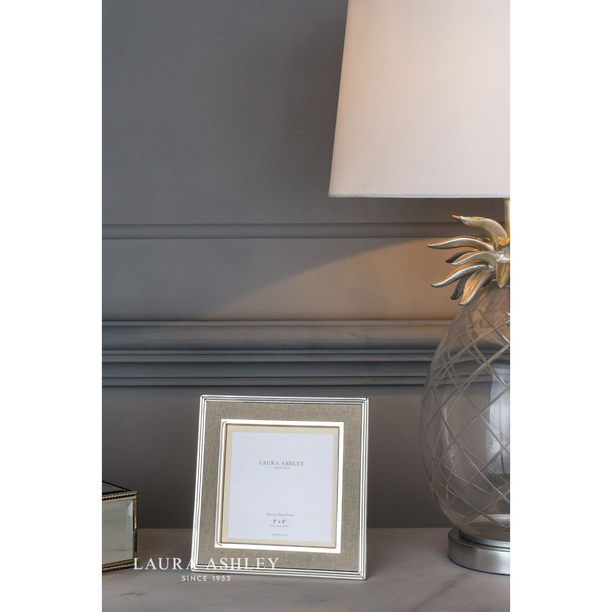 Harrison Square Polished Silver Linen Photo Frame 5x5 Inch
