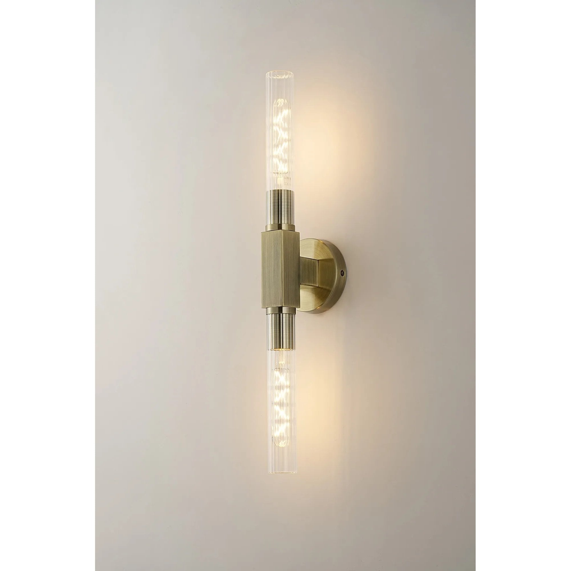 Dee Double Antique Brass Bathroom Light Wall or Ceiling IP44