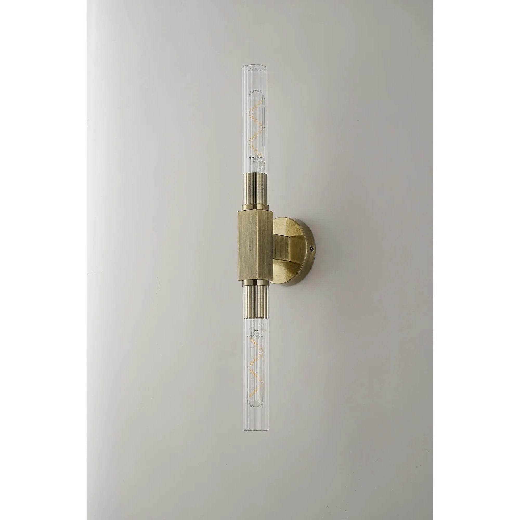 Dee Double Antique Brass Bathroom Light Wall or Ceiling IP44