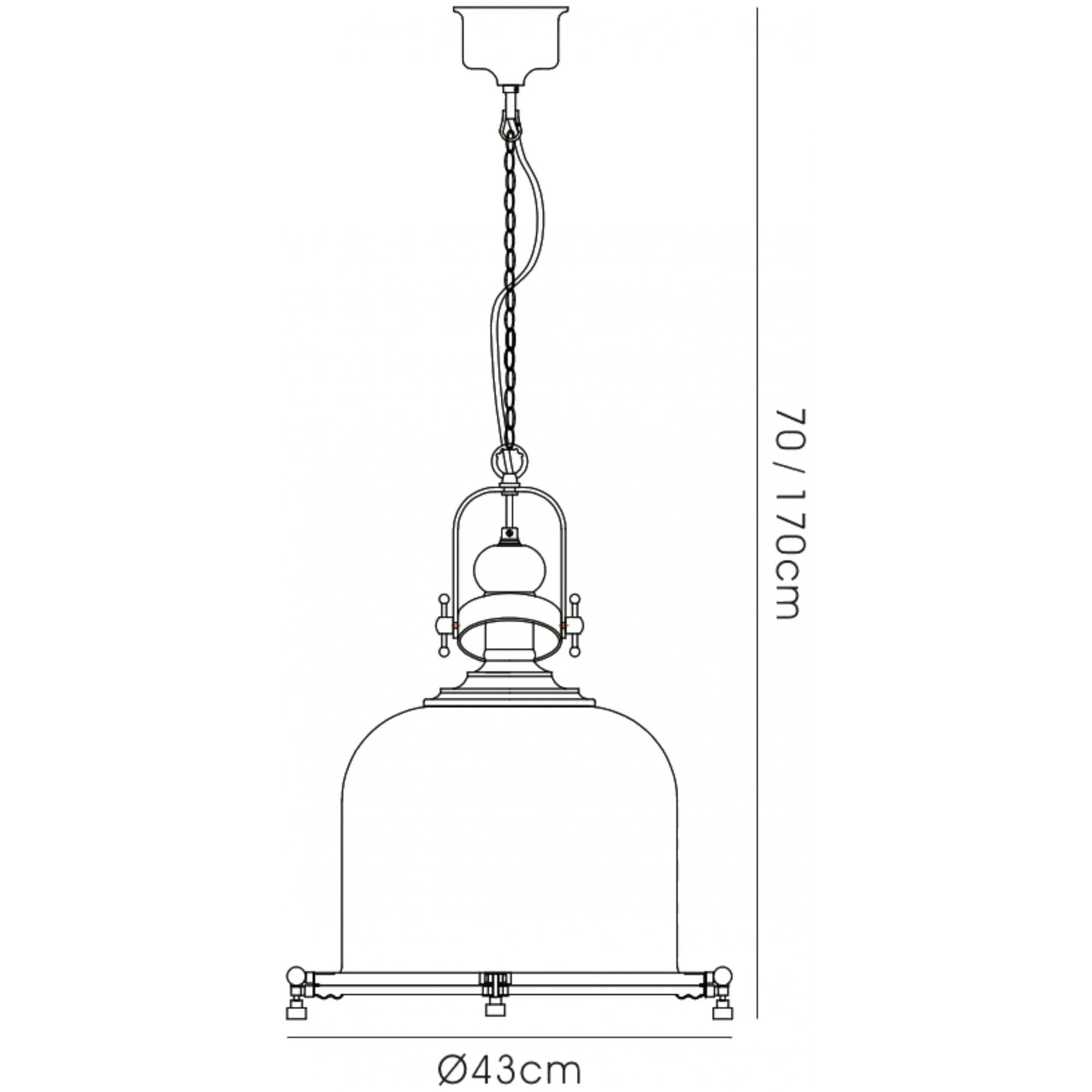 Riley Large Bell Pendant in Antique Brass & Cognac Glass
