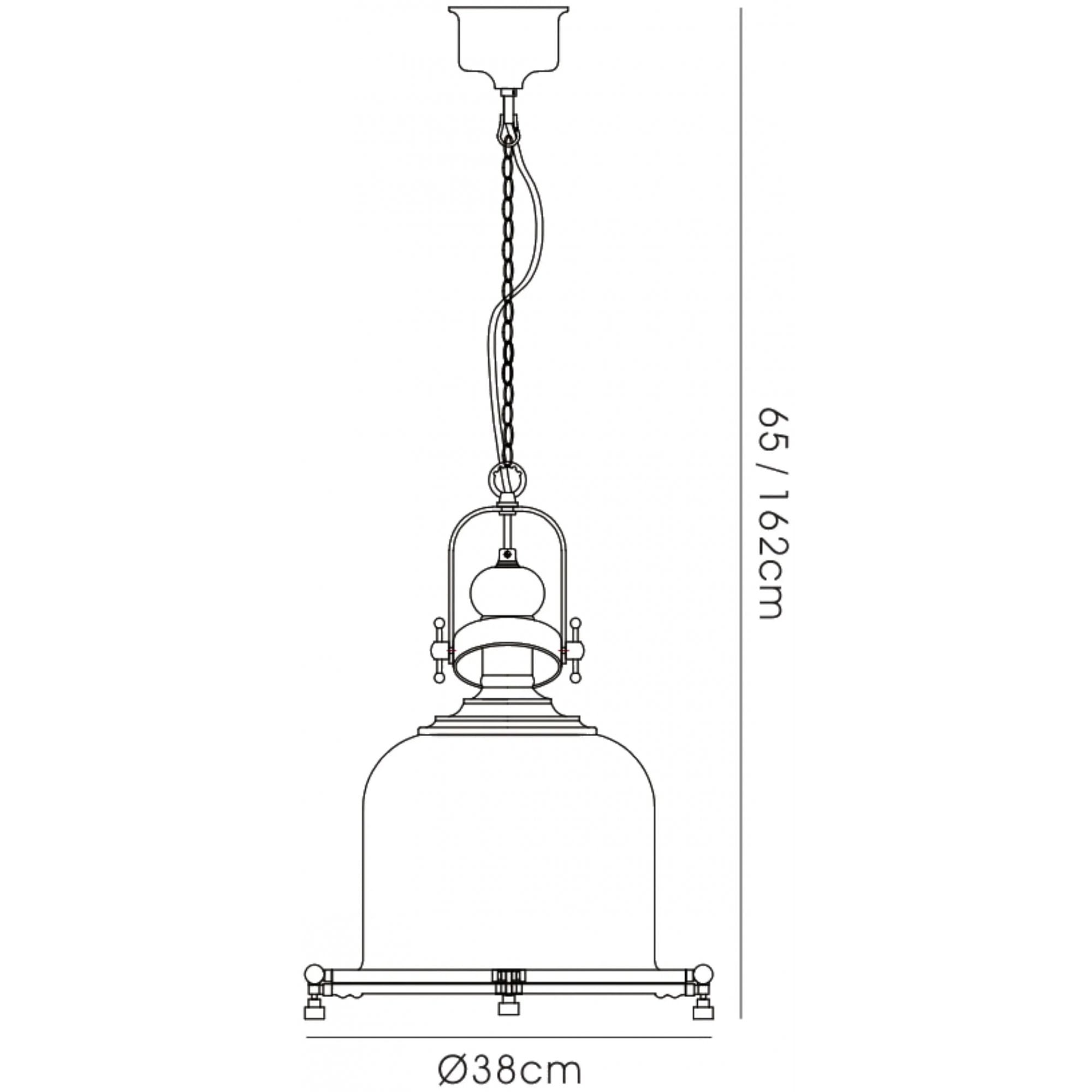 Riley Medium Bell Pendant in Antique Brass & Cognac Glass