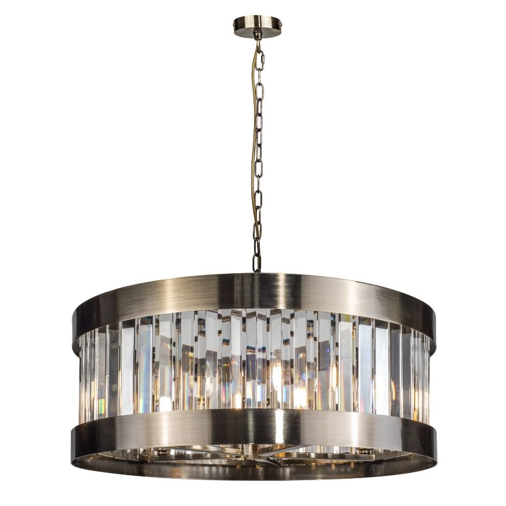 Pandora E27 5 Light Crystal Pendant Antique Brass