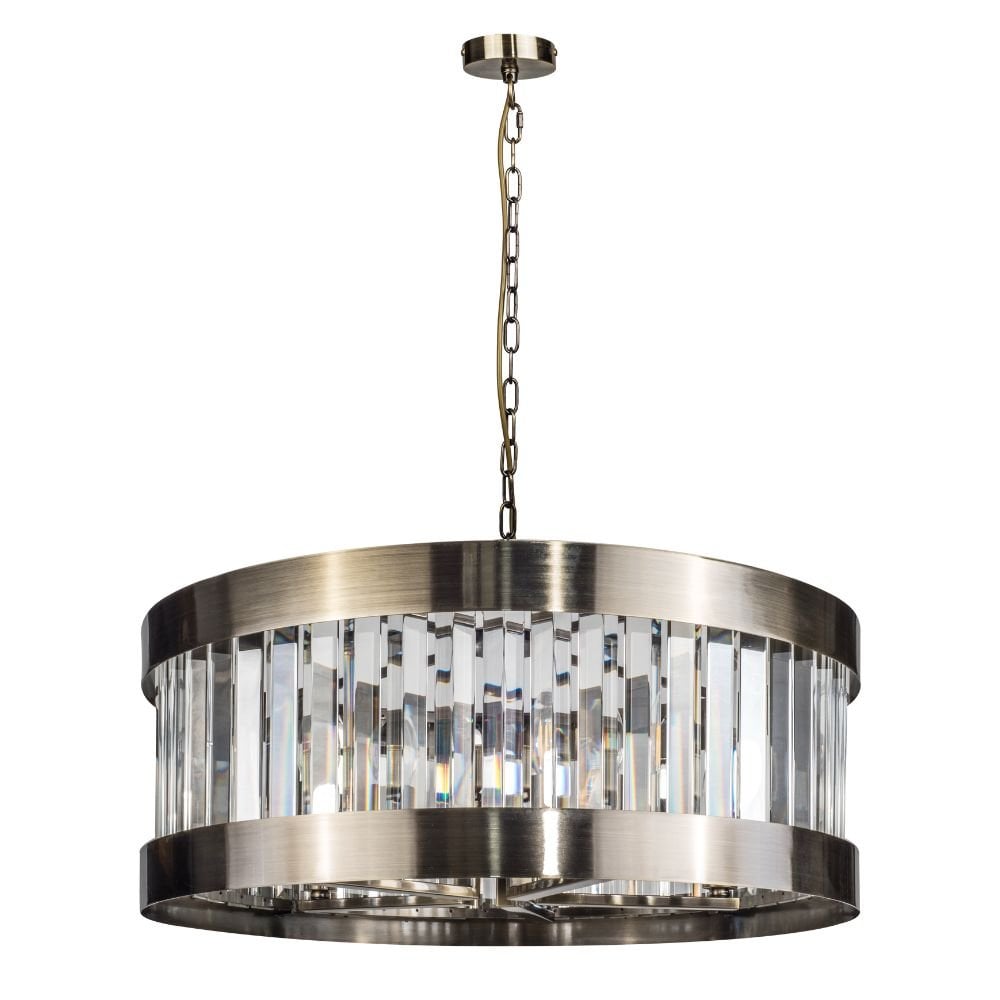 Pandora E27 5 Light Crystal Pendant Antique Brass