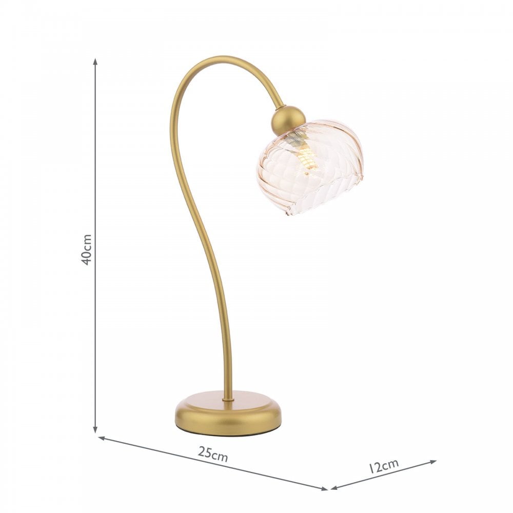Cognac Satin Gold & Champagne Glass Table Lamp