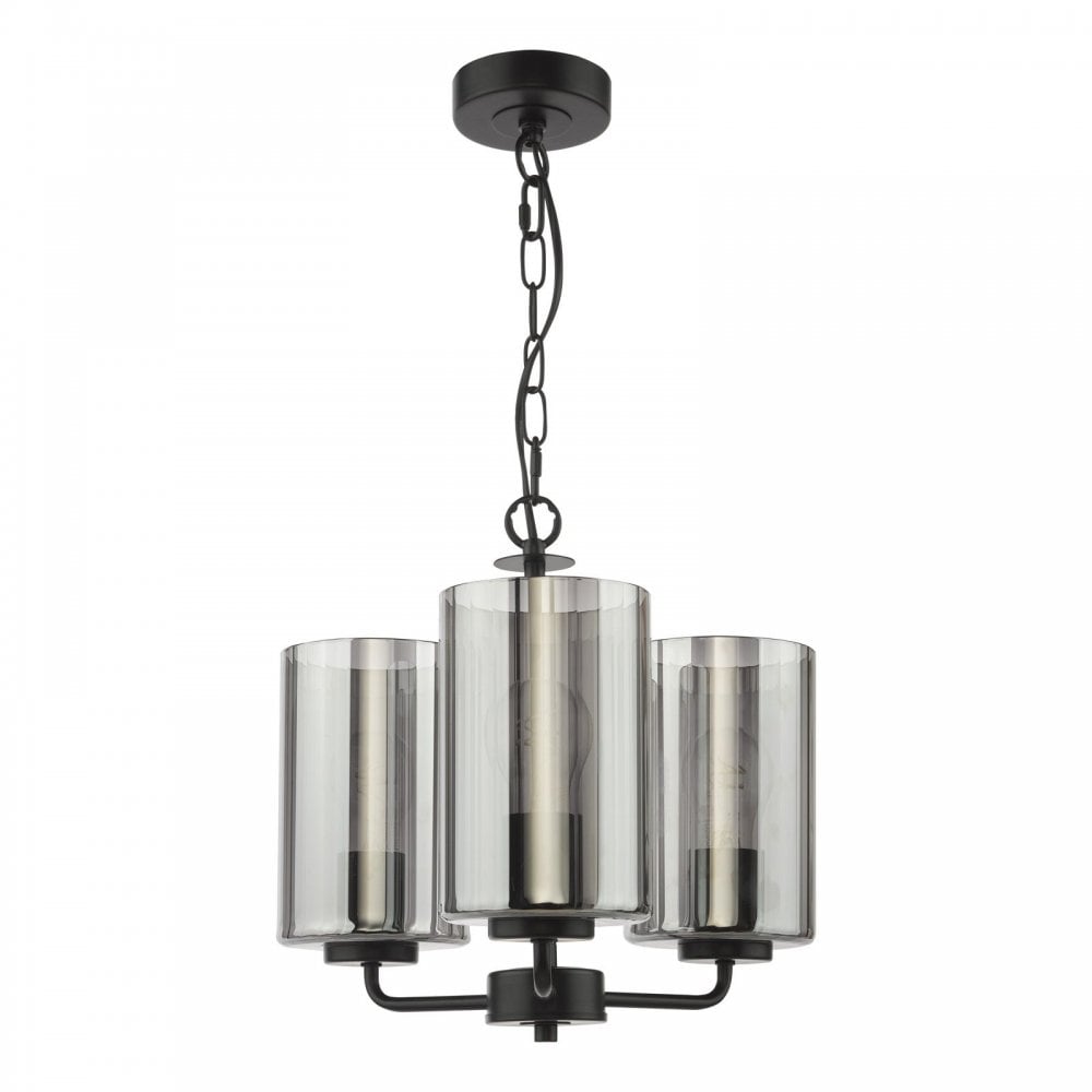 Daylin Satin Black & Smoked Glass 3 Light Pendant