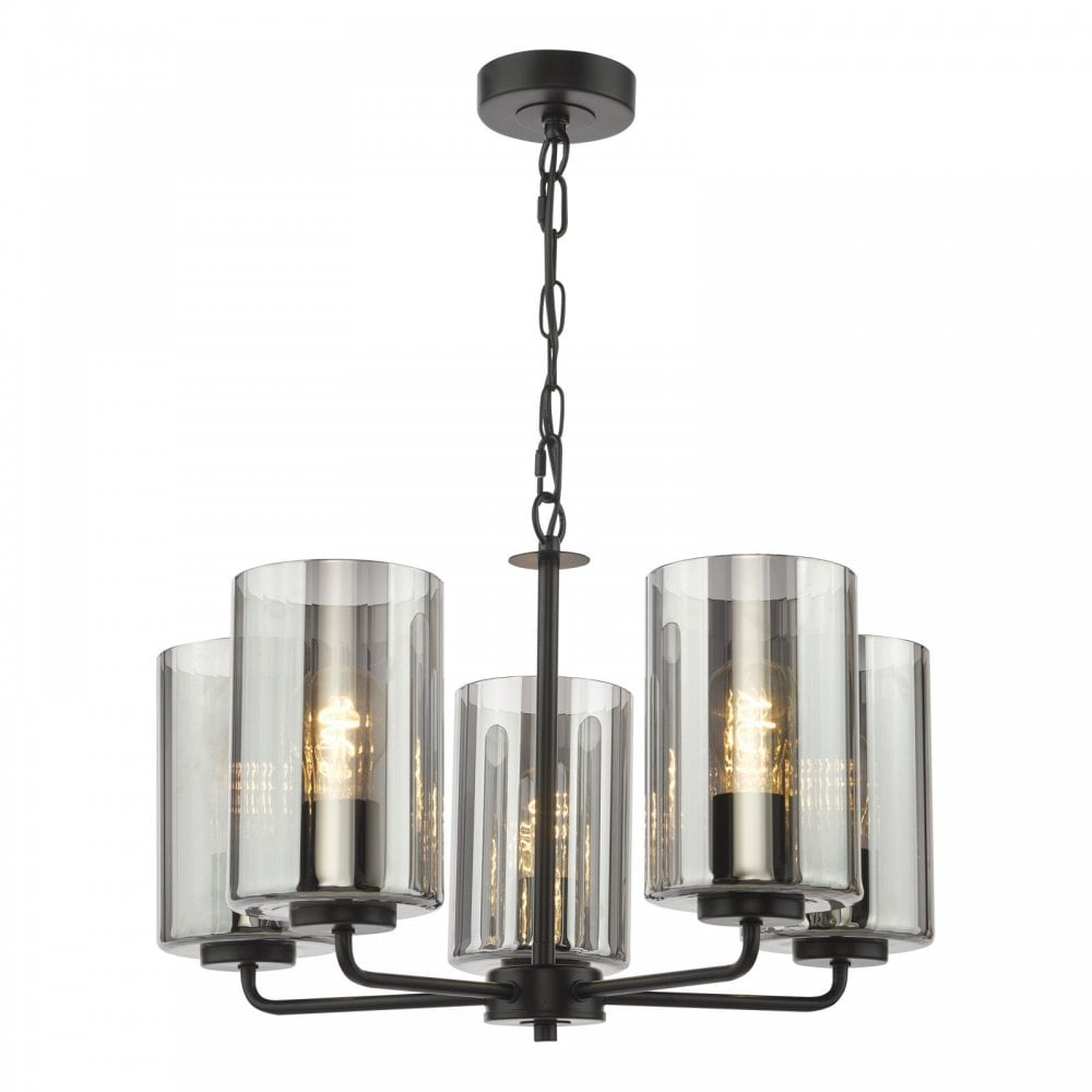 Daylin Satin Black & Smoked Glass 5 Light Pendant