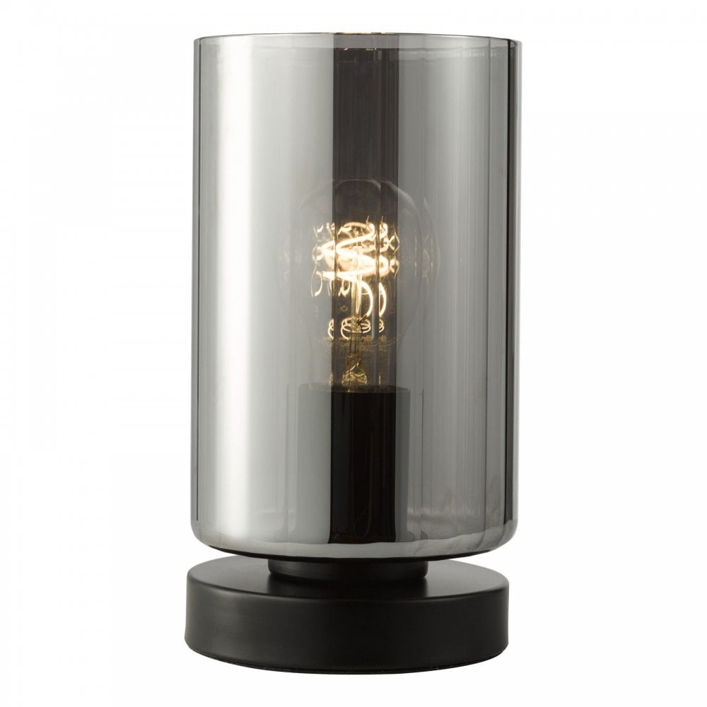 Daylin Satin Black & Smoked Glass Touch Table Lamp