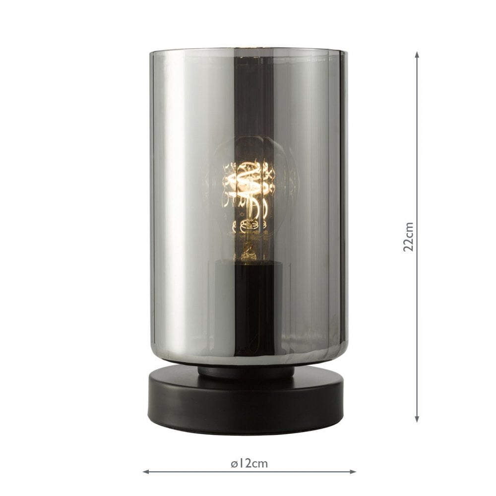 Daylin Satin Black & Smoked Glass Touch Table Lamp