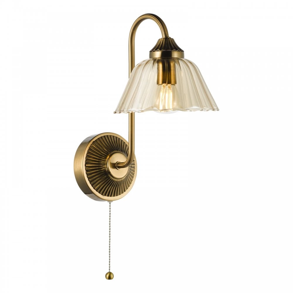 Erika Antique Bronze & Amber Glass Wall Light