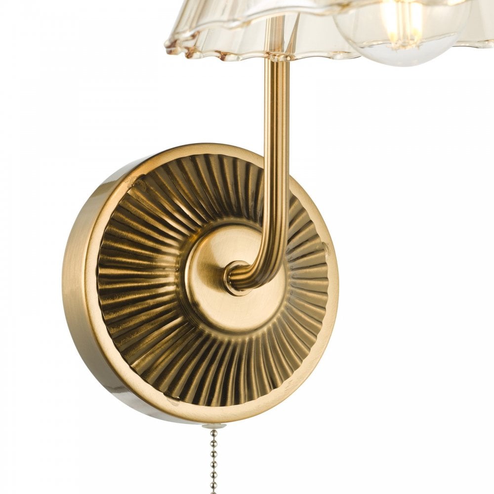 Erika Antique Bronze & Amber Glass Wall Light