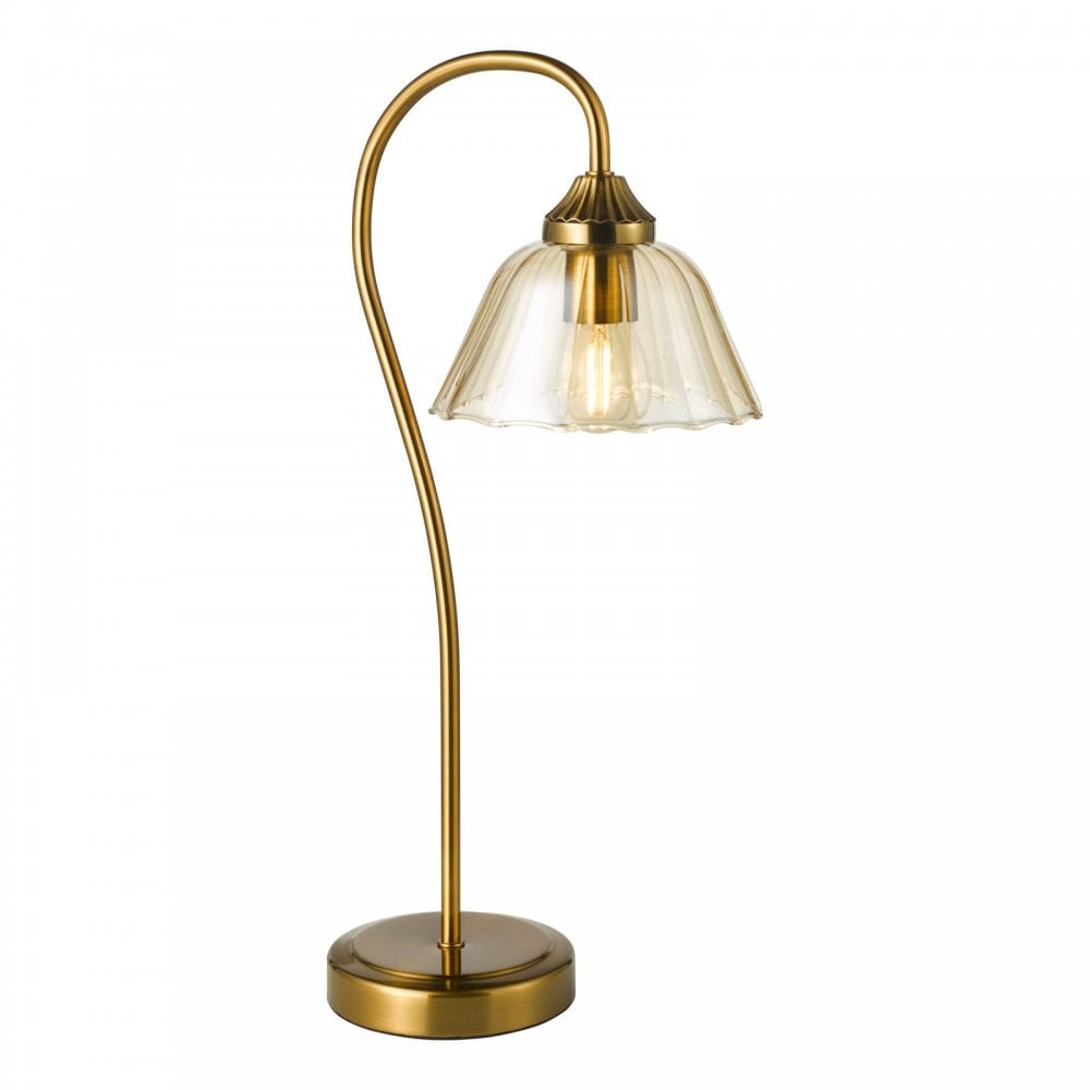 Erika Antique Bronze & Amber Glass Table Lamp