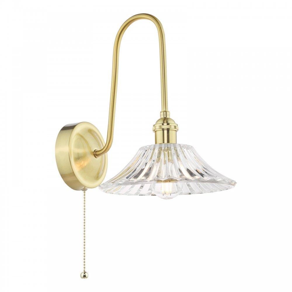 Hadano Brass Curved Arm Wall Light with Flared Shade