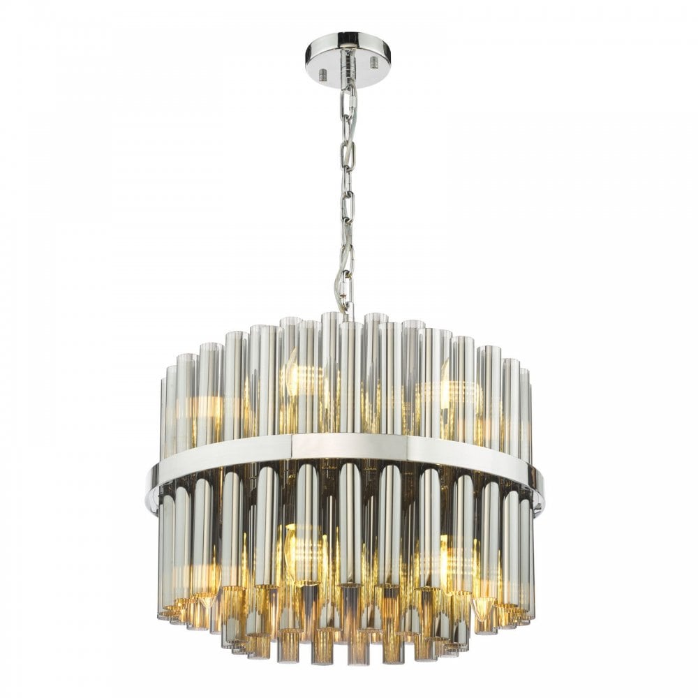 Imani 12 Light Polished Chrome & Smoked Glass Pendant