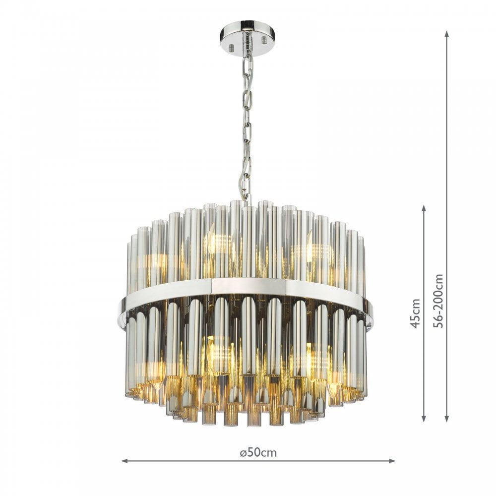 Imani 12 Light Polished Chrome & Smoked Glass Pendant