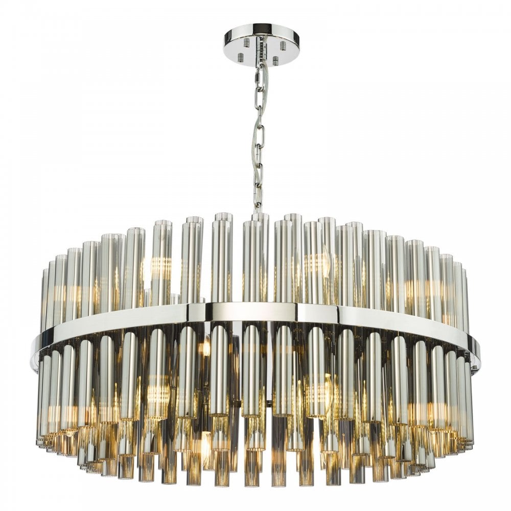 Imani 16 Light Polished Chrome & Smoked Glass Pendant