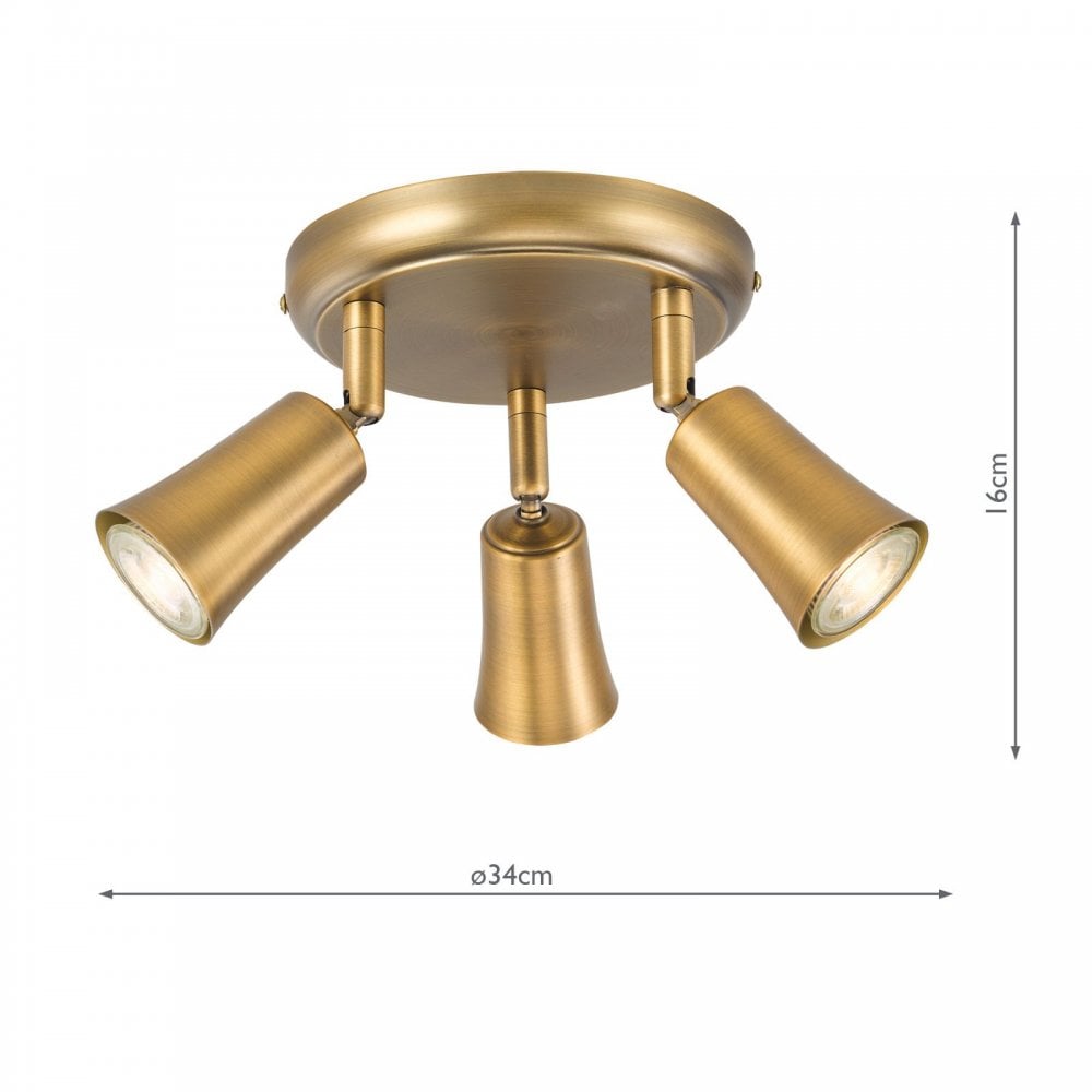 Jedrek 3 Light Aged Brass Spotlight