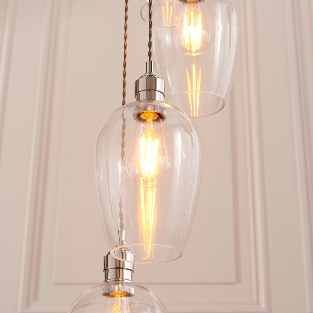 Millie Polished Nickel 13 Light Pendant with Clear Glass Shades