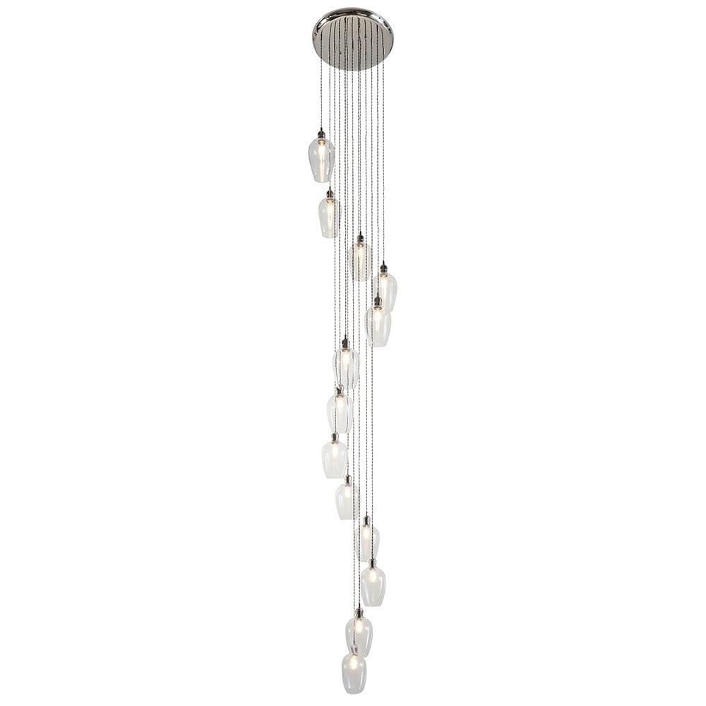 Millie Polished Nickel 13 Light Pendant with Clear Glass Shades
