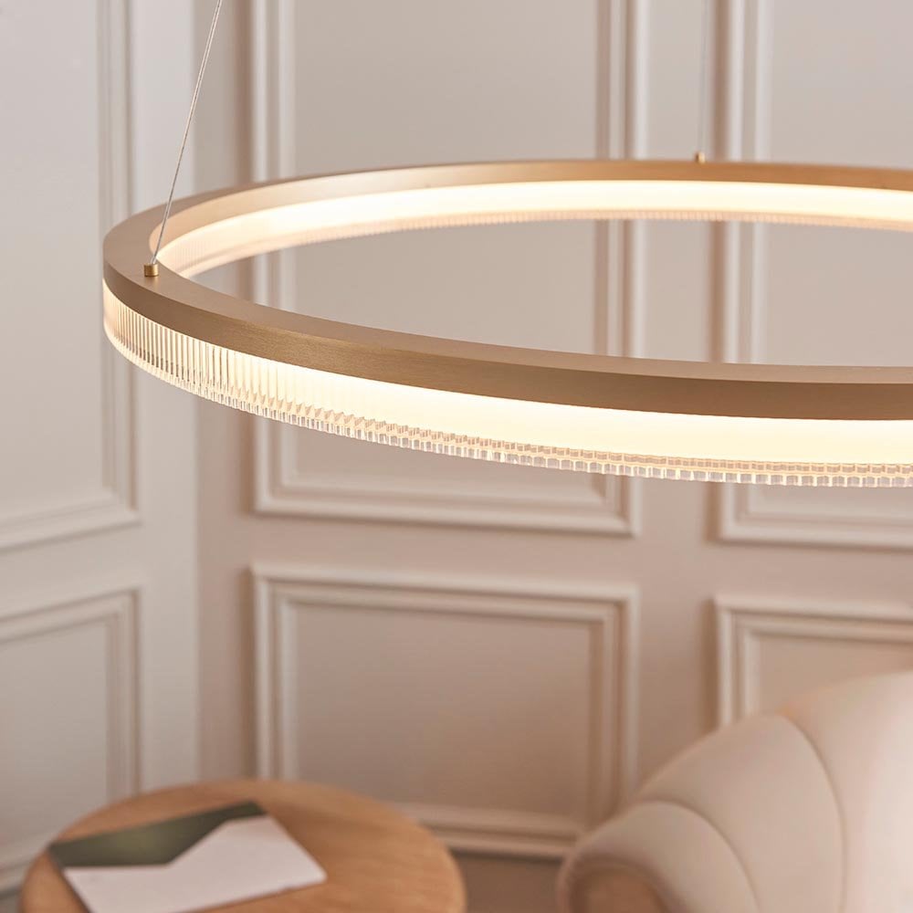 Brushed Gold LED Hoop Pendant