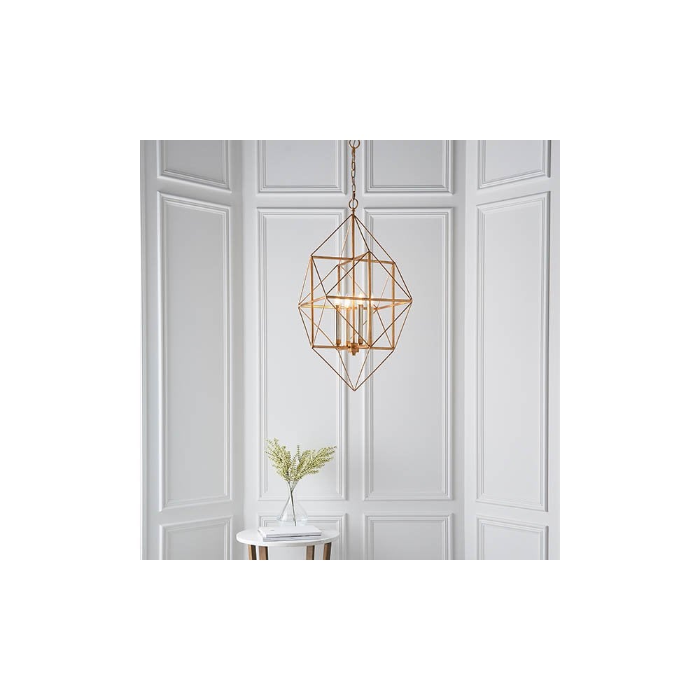 Fred 4 Light Gold Leaf Framed Pendant