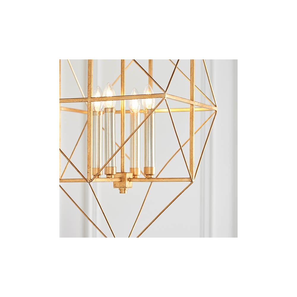 Fred 4 Light Gold Leaf Framed Pendant