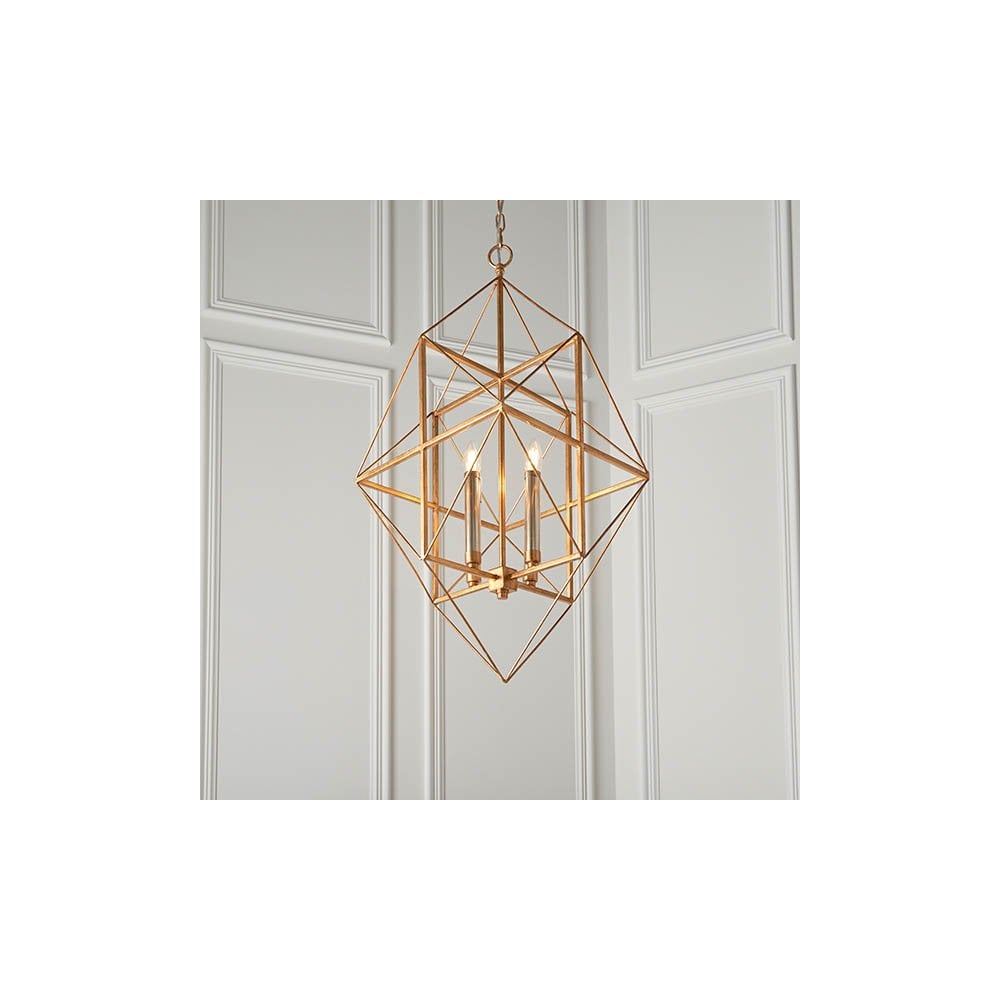 Fred 4 Light Gold Leaf Framed Pendant