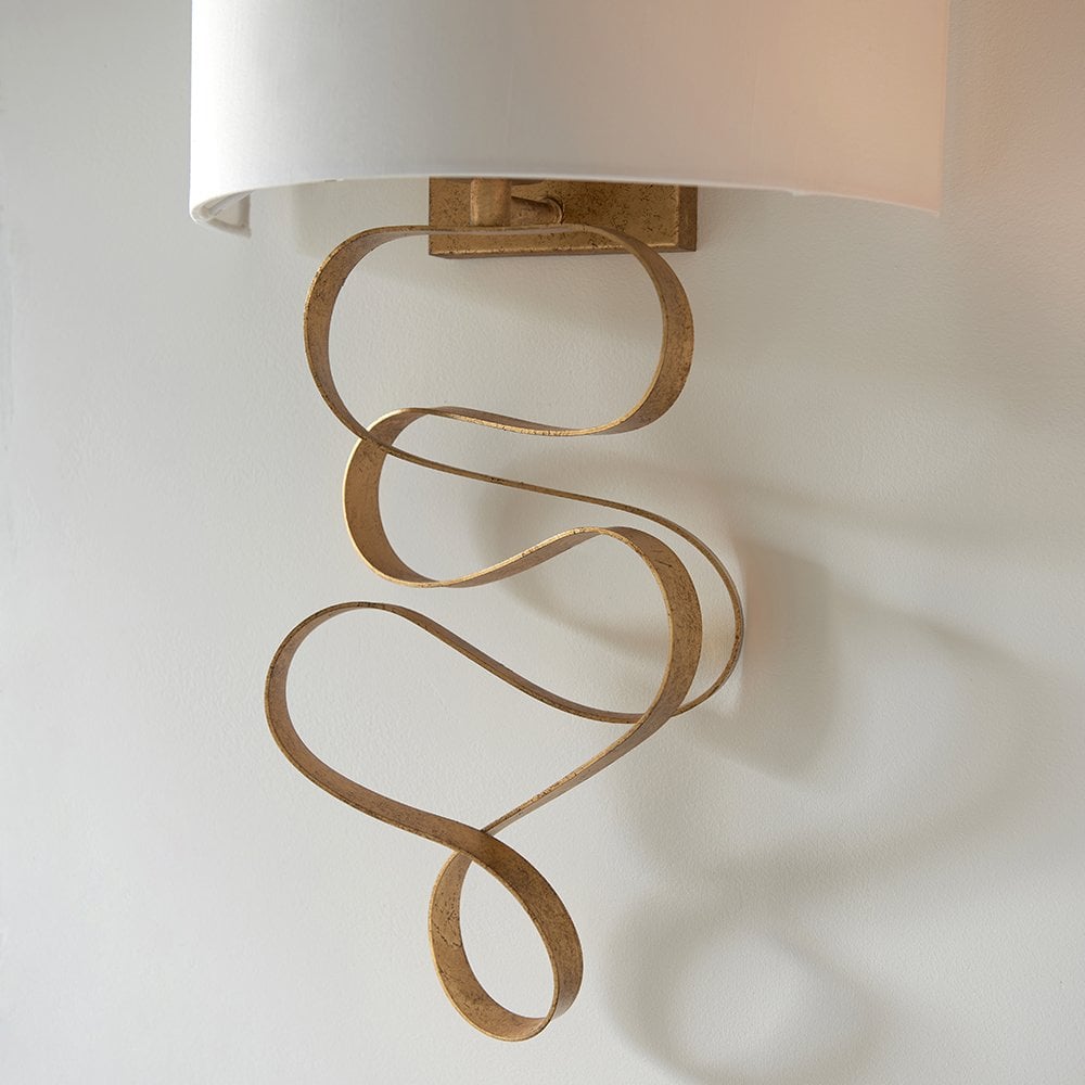 Jane Gold Ribbon Wall Light C/W Ivory Shade
