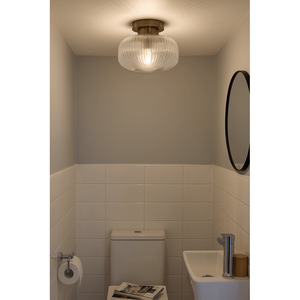 Arlo Antique Brass Semi Flush Fitting IP44