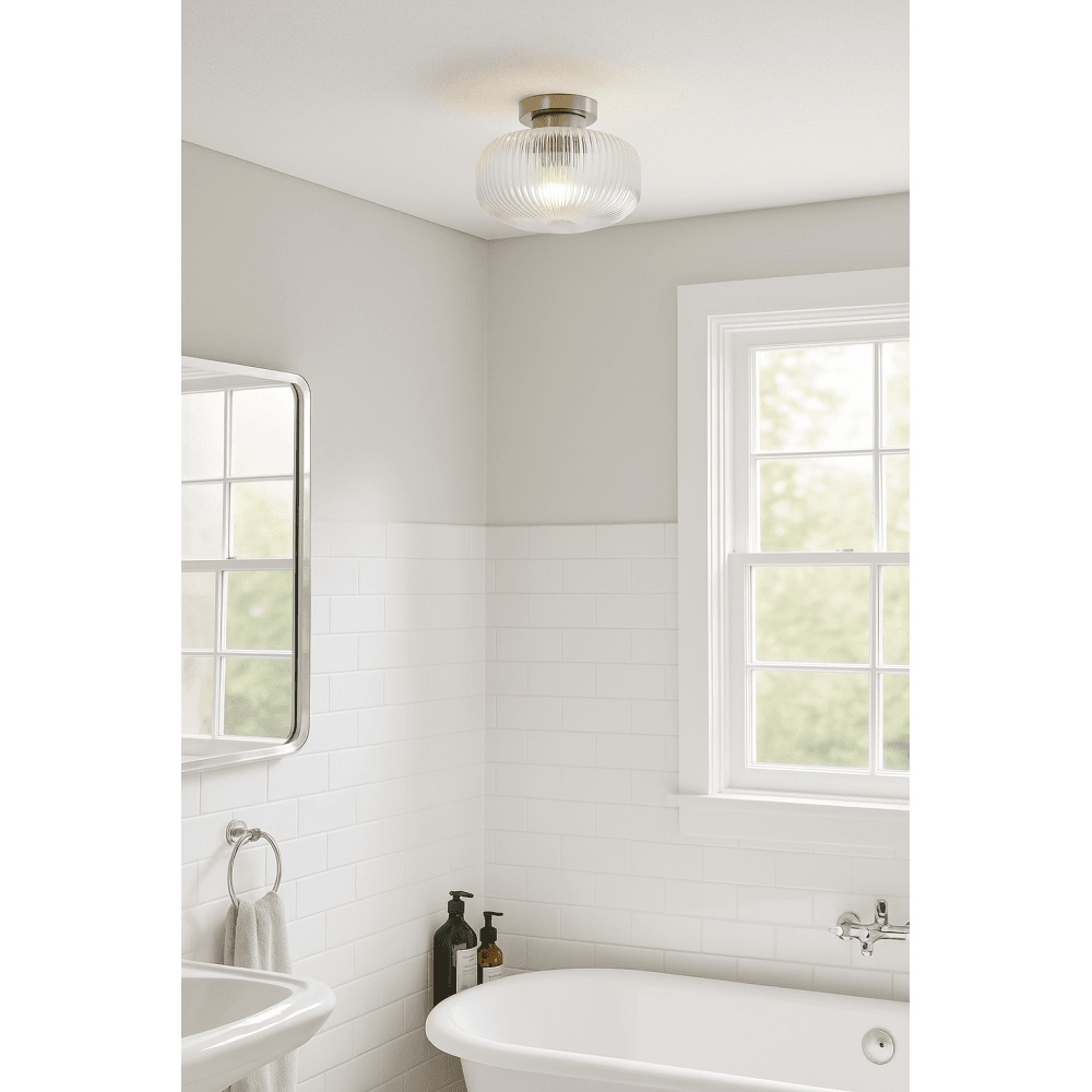 Arlo Satin Chrome Semi Flush Fitting IP44