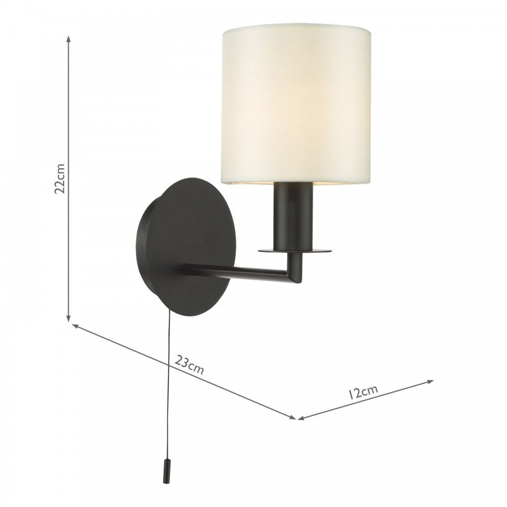 Tyler Wall Light in Matt Black C/W Ivory Shade