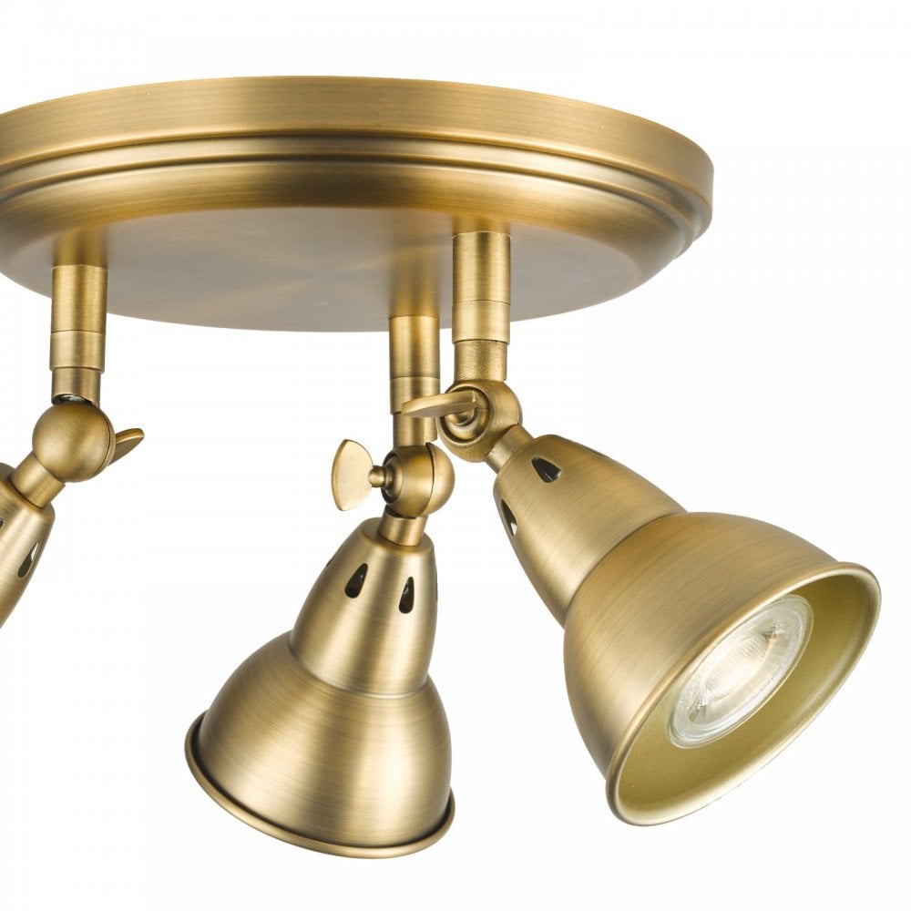 Nataniel 3 Light Spotlight in Aged Brass