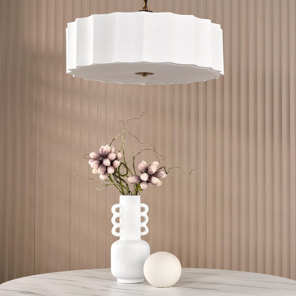 Noura 3 Light Bronze Ceiling Pendant with Ivory Shade