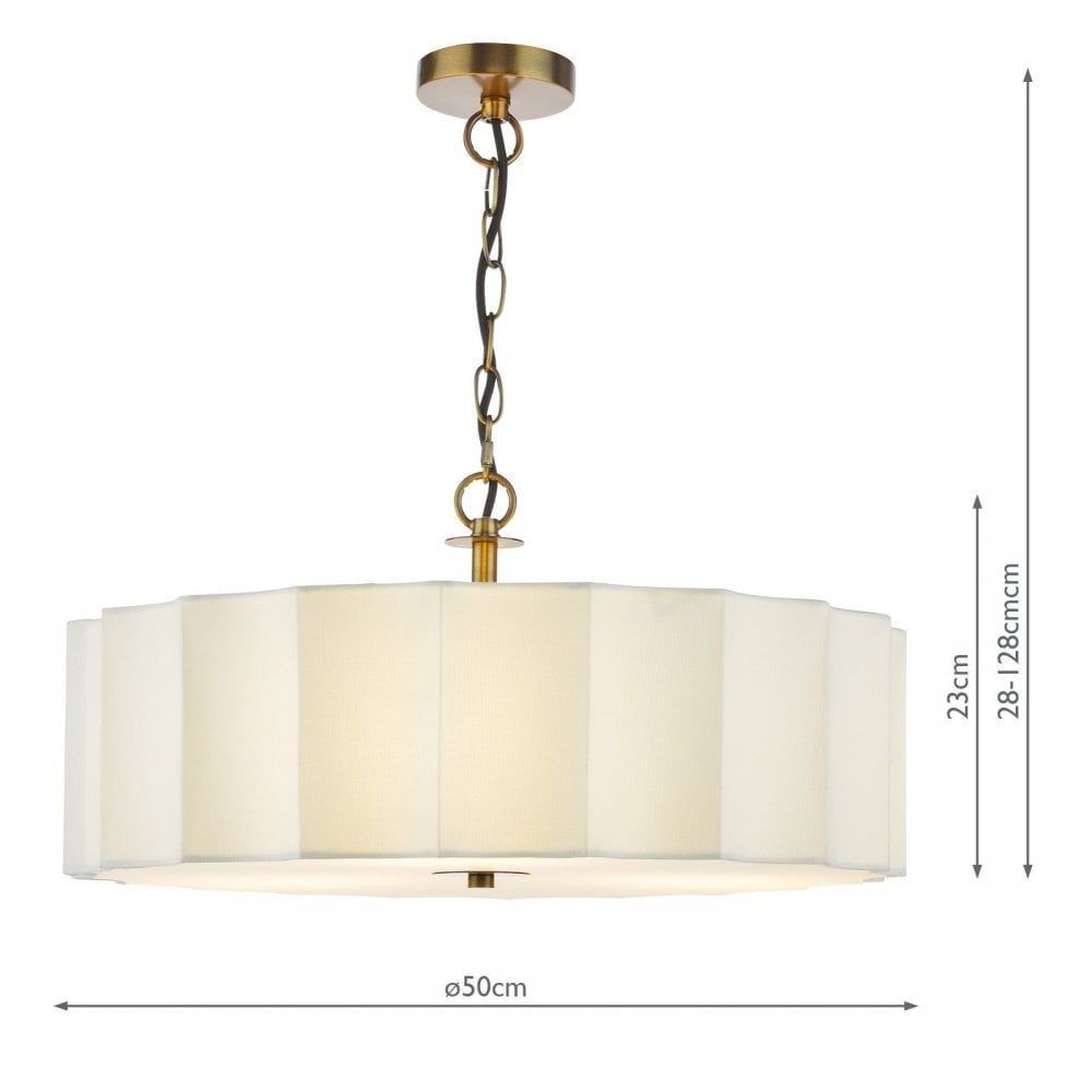 Noura 3 Light Bronze Ceiling Pendant with Ivory Shade