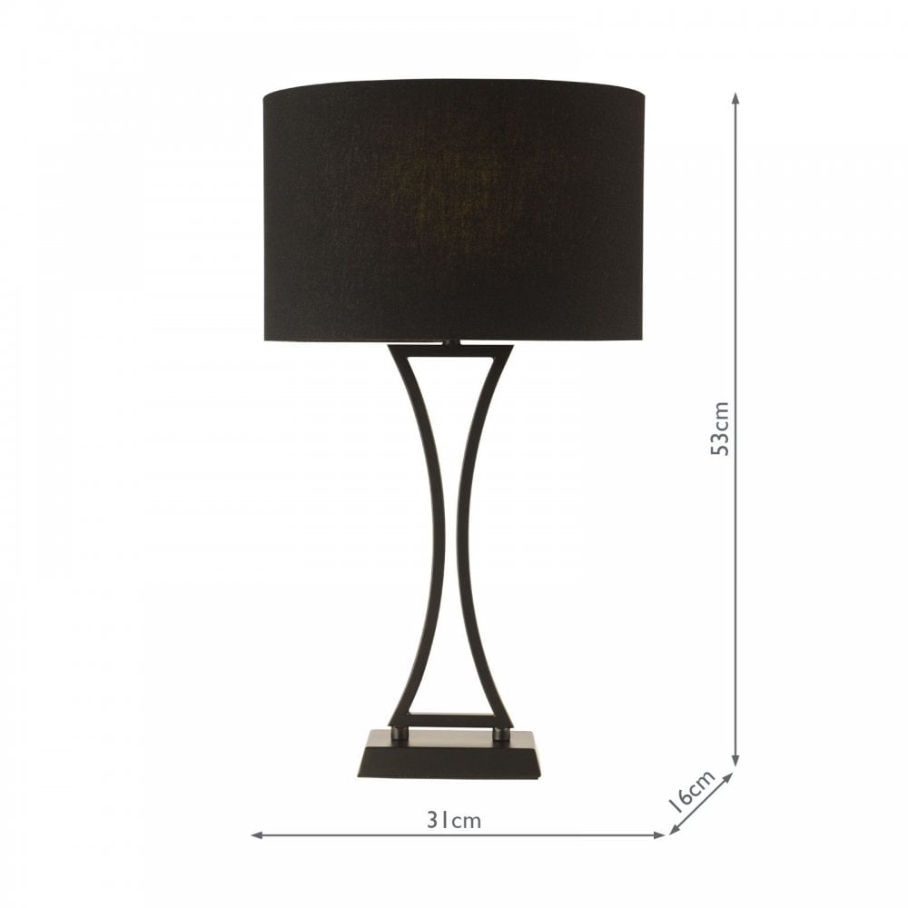 Oporto Matt Black Table Lamp C/W Shade