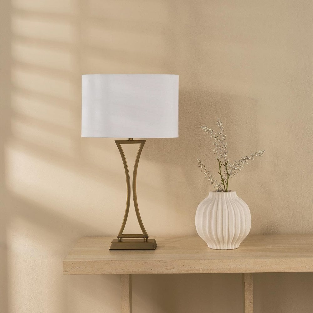 Oporto Aged Brass Table Lamp C/W Shade