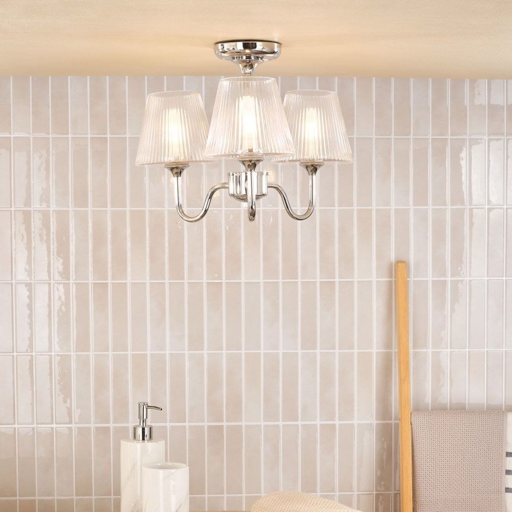 Rimaz 3 Light Polished Chrome Semi Flush IP44