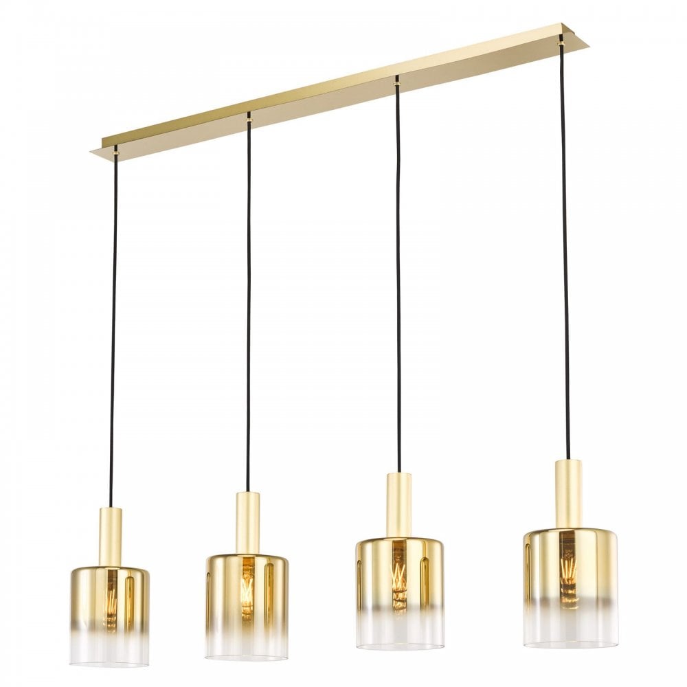 Savannah 4 Light Satin Gold& Ombre Glass Bar Pendant