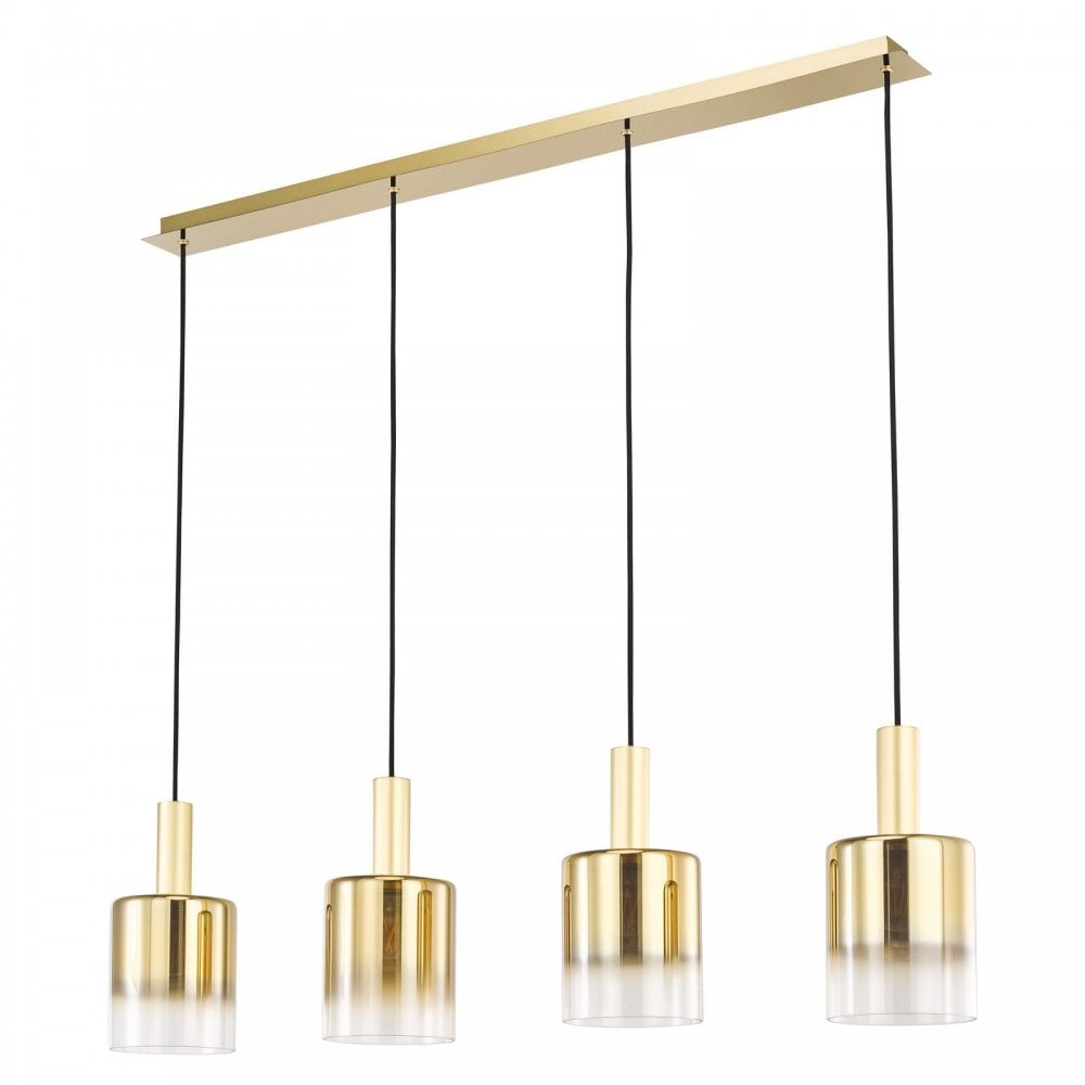 Savannah 4 Light Satin Gold& Ombre Glass Bar Pendant