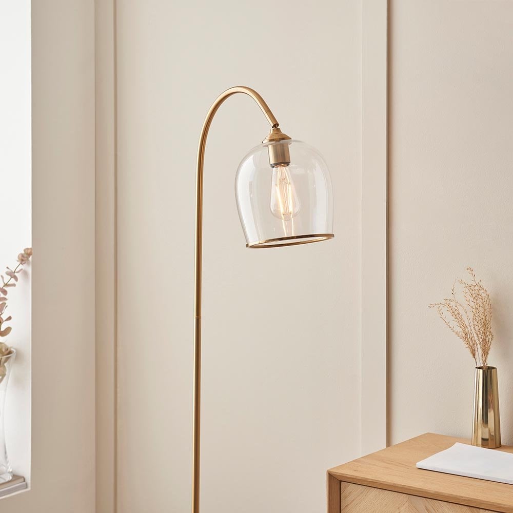 Ashcroft Brass Floor Lamp with Clear Glass Shade