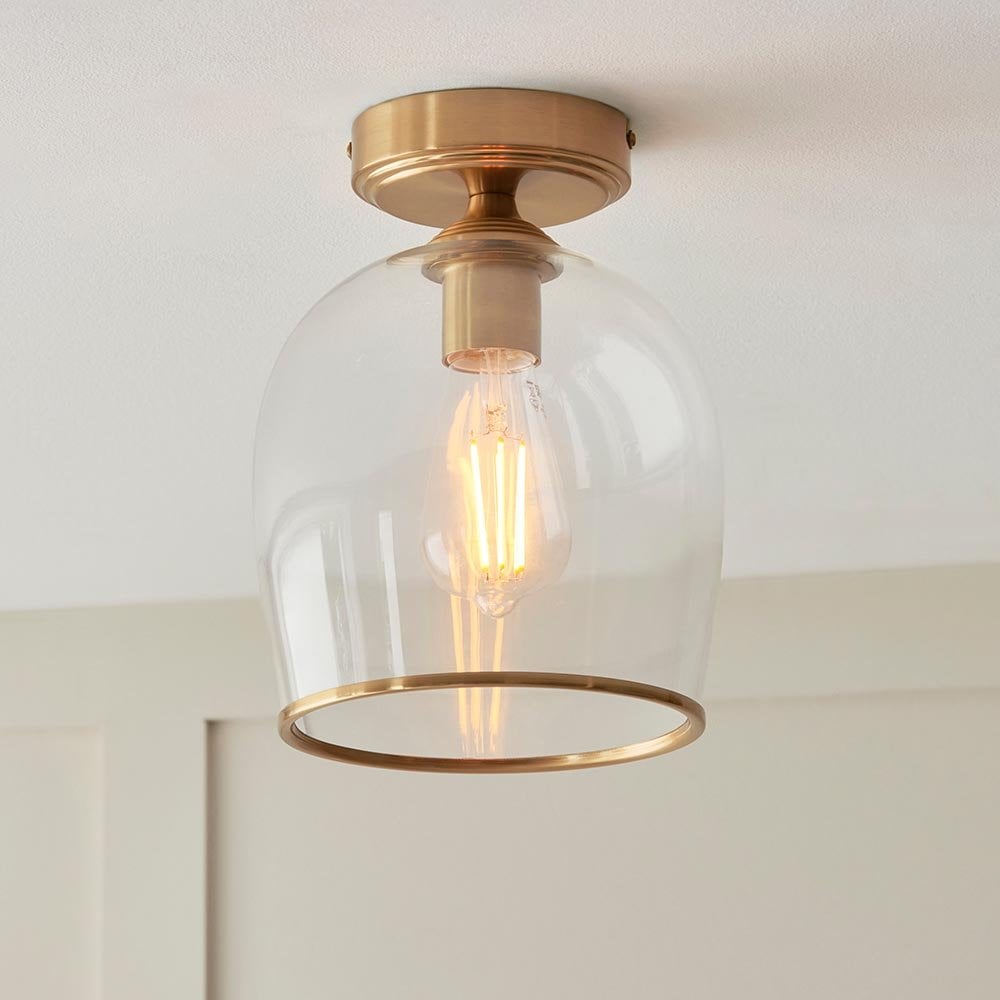Ashcroft Brass Flush Fitting with Clear Glass Shade