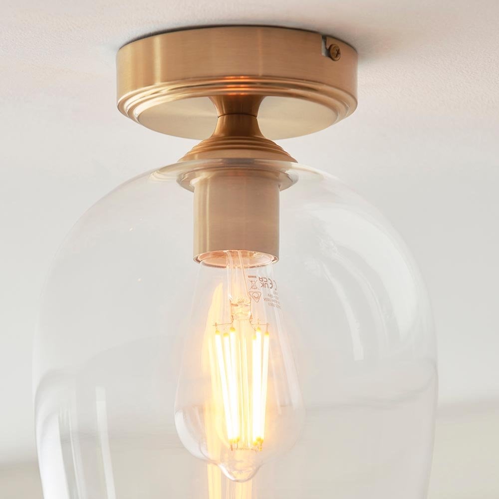 Ashcroft Brass Flush Fitting with Clear Glass Shade